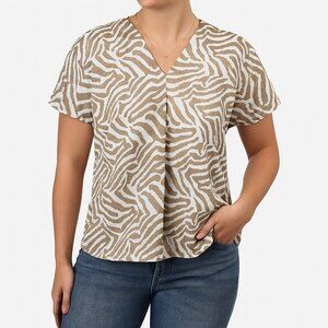 Cato Women's Short Sleeves Stripes V Neck Pullover Top Size M